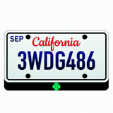 CLOVERLEAF illuminated Alfa Romeo LED license plate badge beneath an illustrative 12 by 6 inch plate; plate not included