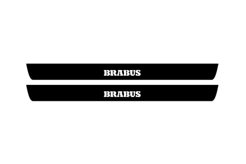 Mercedes CLS II C218 2010+ illuminated door sill protectors stainless steel with Brabus logo