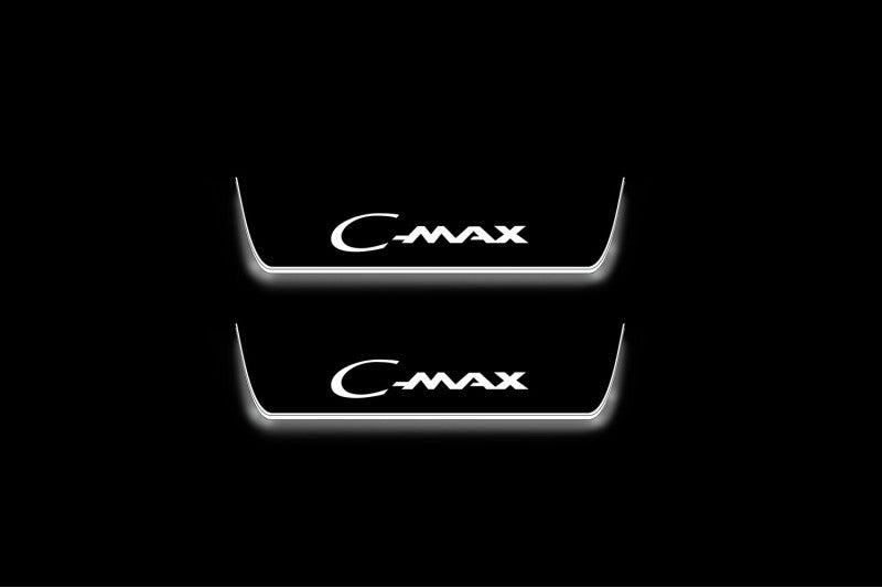 Ford C-Max II 2012+ door sill plates in stainless steel with C-Max logo