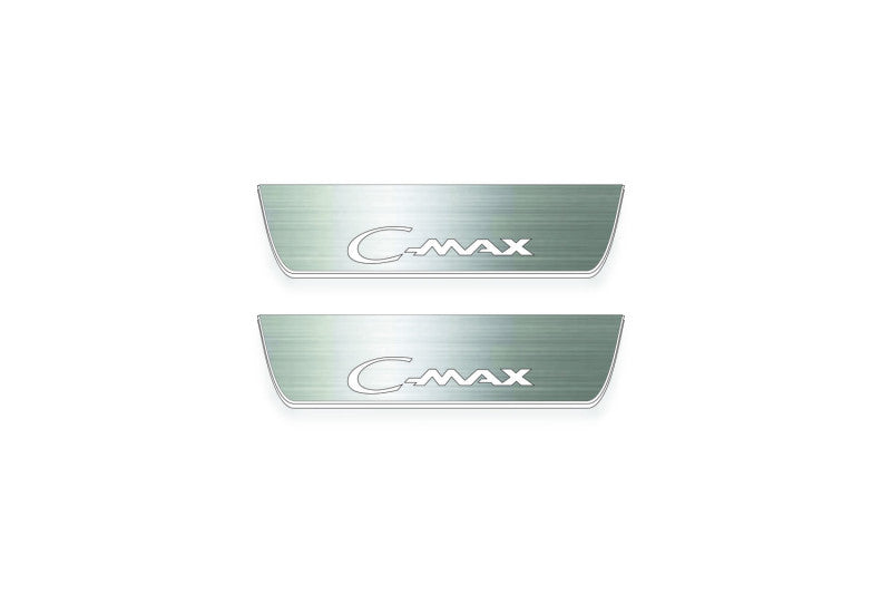 Ford C-Max I 2003+ LED door sill plates in stainless steel with C-Max logo