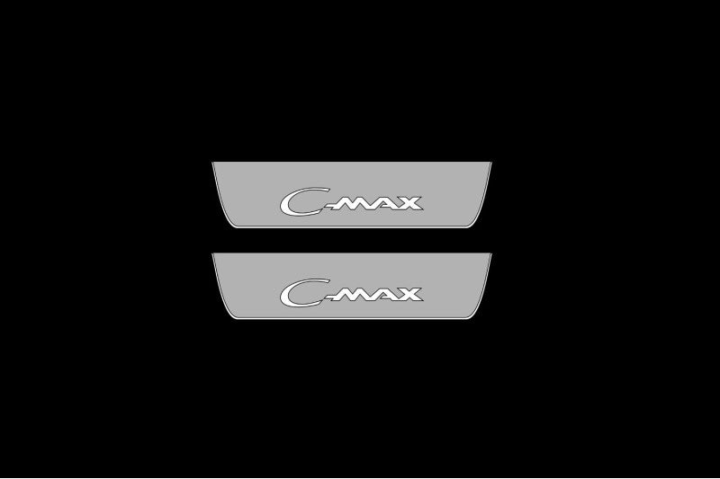 Illuminated LED Door Sill Tread Plates Ford C-Max II 2012-2019 With C-Max Logo Ford Led Door Sills opdesign