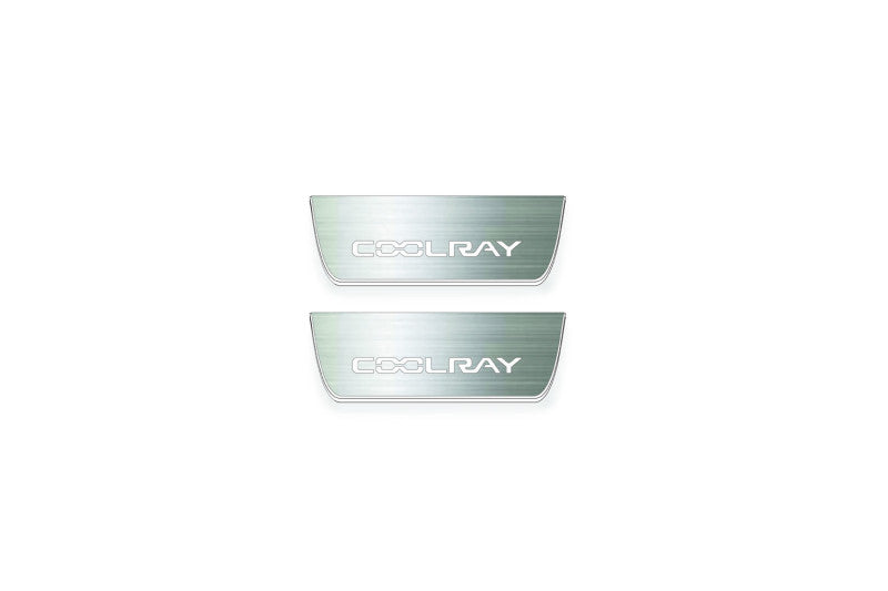 Geely Coolray 2020+ illuminated entry guards in stainless steel with Coolray logo