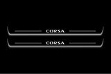 Opel Corsa E 3D 2014+ stainless steel LED door sill plates with Corsa logo
