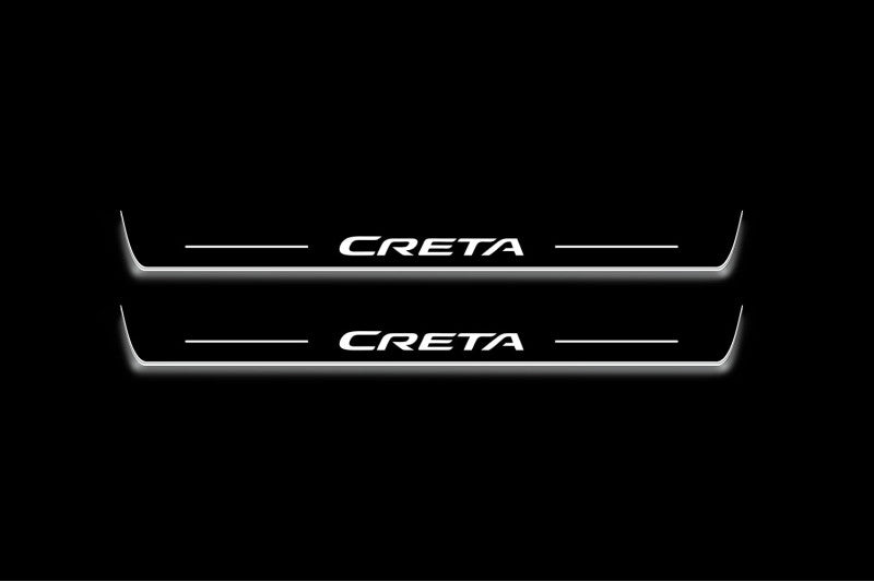 stainless steel LED door sill plates for Hyundai Creta I 2016+ with Creta logo