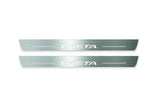 LED door sill plates Hyundai Creta I 2016+ stainless steel with Creta logo