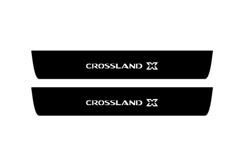 illuminated door sill protectors for Opel Crossland X 2017+ stainless steel with Crossland X logo