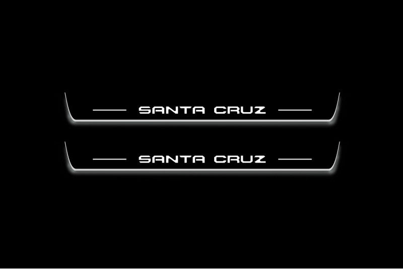 LED door sill plates stainless steel Hyundai Santa Cruz NX4 2021+ with Santa Cruz logo