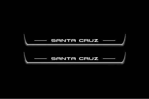 Hyundai Santa Cruz NX4 2021–Present — Stainless LED Door Sills — Santa Cruz Logo