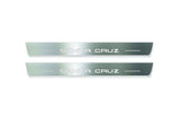 Hyundai Santa Cruz NX4 2021+ door sill plates in stainless steel with Santa Cruz logo
