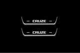 Chevrolet Cruze I 2008+ stainless steel LED door sill plates with Cruze logo
