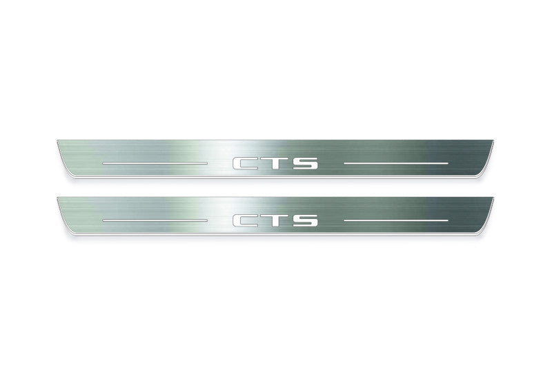 Cadillac CTS II 2007+ LED door sill plates stainless steel with CTS logo