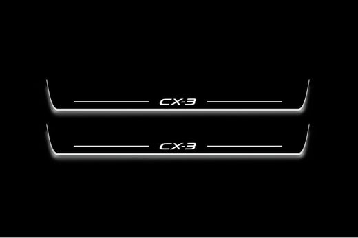 Mazda CX-3 DK 2014–2021 — Stainless Steel LED Door Sills — CX-3 Logo