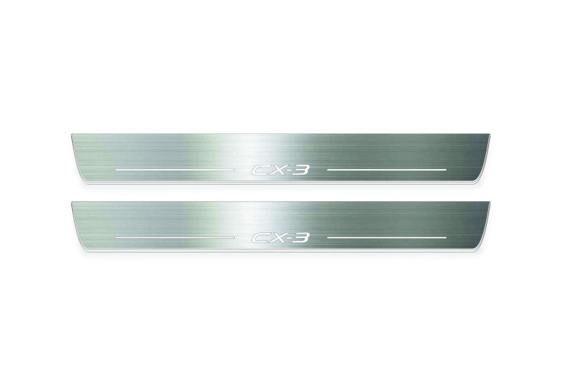 Mazda CX-3 2015+ Stainless Steel LED Door Sills – CX-3 Logo