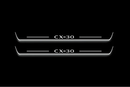 Mazda CX-30 DM 2019–Present — Stainless Steel LED Door Sills — CX-30 Logo