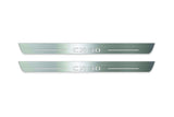 Two long silver-finished door sill plates with CX-30 lettering on a light background, straight-on view.