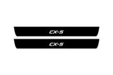 matte black coated stainless steel illuminated door sill protectors with Mazda CX-5 II 2017+ with CX-5 logo