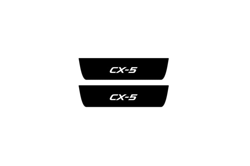 stainless steel illuminated door sill protectors with Mazda CX-5 I 2012+ with CX-5 logo
