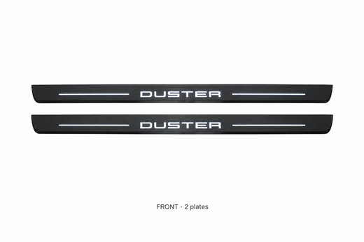 Dacia Duster HS 2010–2017 — Matte PRO LED Door Sills — Duster Logo
