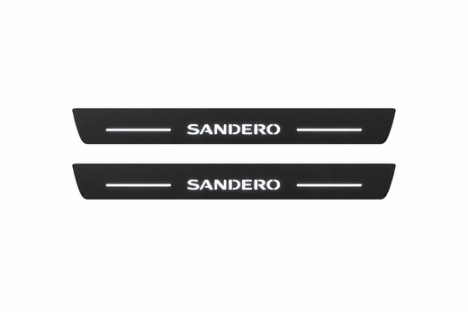 Dacia Sandero B8 2012–2020 — Matte PRO LED Door Sills — Sandero Logo
