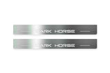 Ford Mustang VII S650 2023+ illuminated entry guards in stainless steel with Dark Horse logo