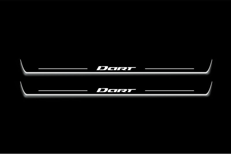 stainless steel LED door sill plates with Dodge Dart 2013+ with Dart logo