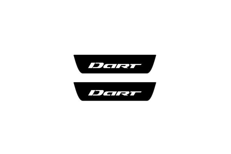 Dodge Dart 2013+ stainless steel illuminated entry guards with Dart logo
