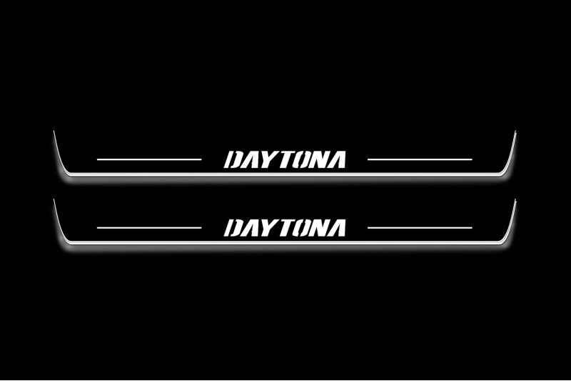 LED door sill plates Dodge Charger LD 2011+ stainless steel with Daytona logo