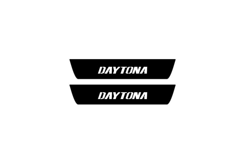 illuminated door sill protectors for Dodge Charger LD 2011+ stainless steel with Daytona logo