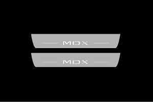 Illuminated LED Door Sill Tread Plates Acura MDX III 2013-2021 With MDX Logo Acura Led Door Sills opdesign