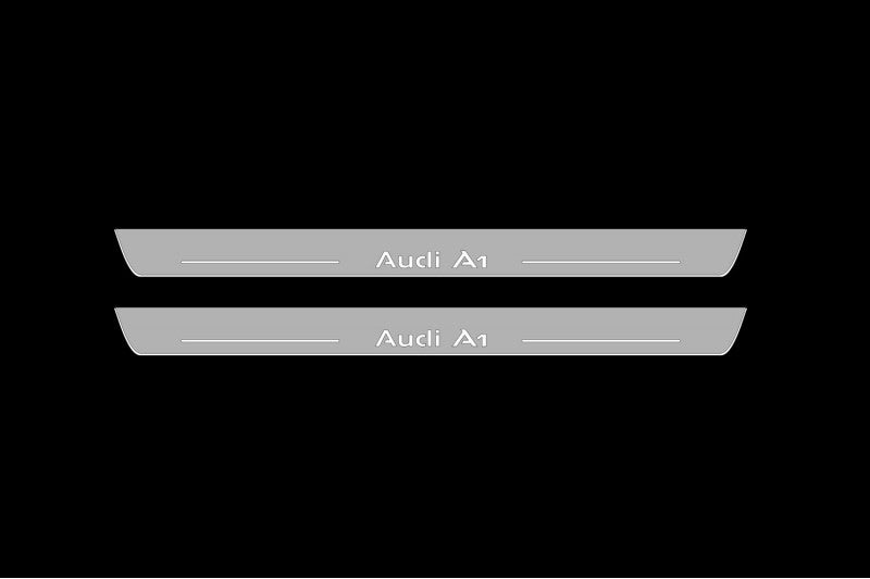 Illuminated LED Door Sill Tread Plates Audi A1 I 2010-2018 With Audi A1 Logo Audi Led Door Sills decoinfabric
