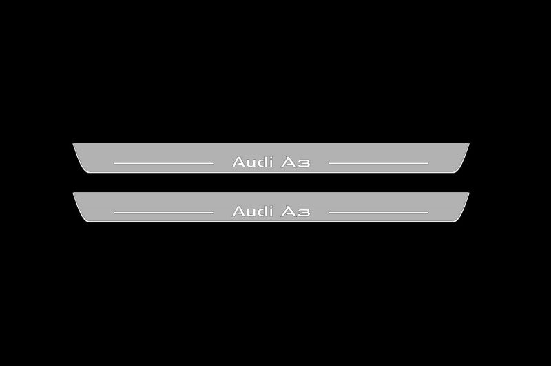 Illuminated LED Door Sill Tread Plates Audi A3 8V 2012-2020 With Audi A3 Logo Audi Led Door Sills decoinfabric