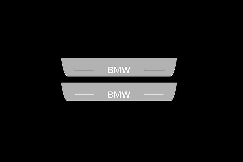 Illuminated LED Door Sill Tread Plates BMW 5 E34 1987-1996 With BMW Logo BMW Led Door Sills opdesign