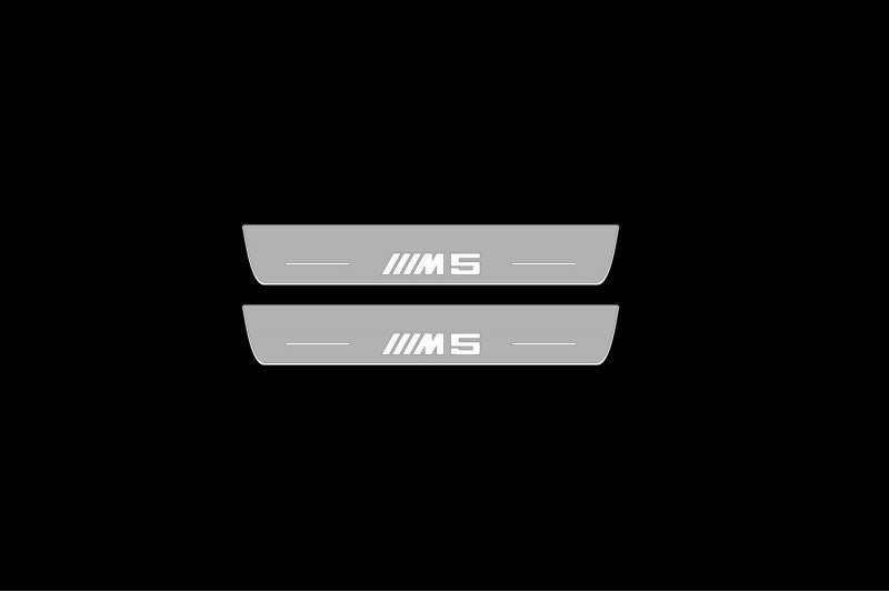 Illuminated LED Door Sill Tread Plates BMW 5 E34 1987-1996 With M5 Logo BMW Led Door Sills opdesign