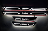 BMW 3 E90 2008+ illuminated entry guards in stainless steel with BMW LINE logo