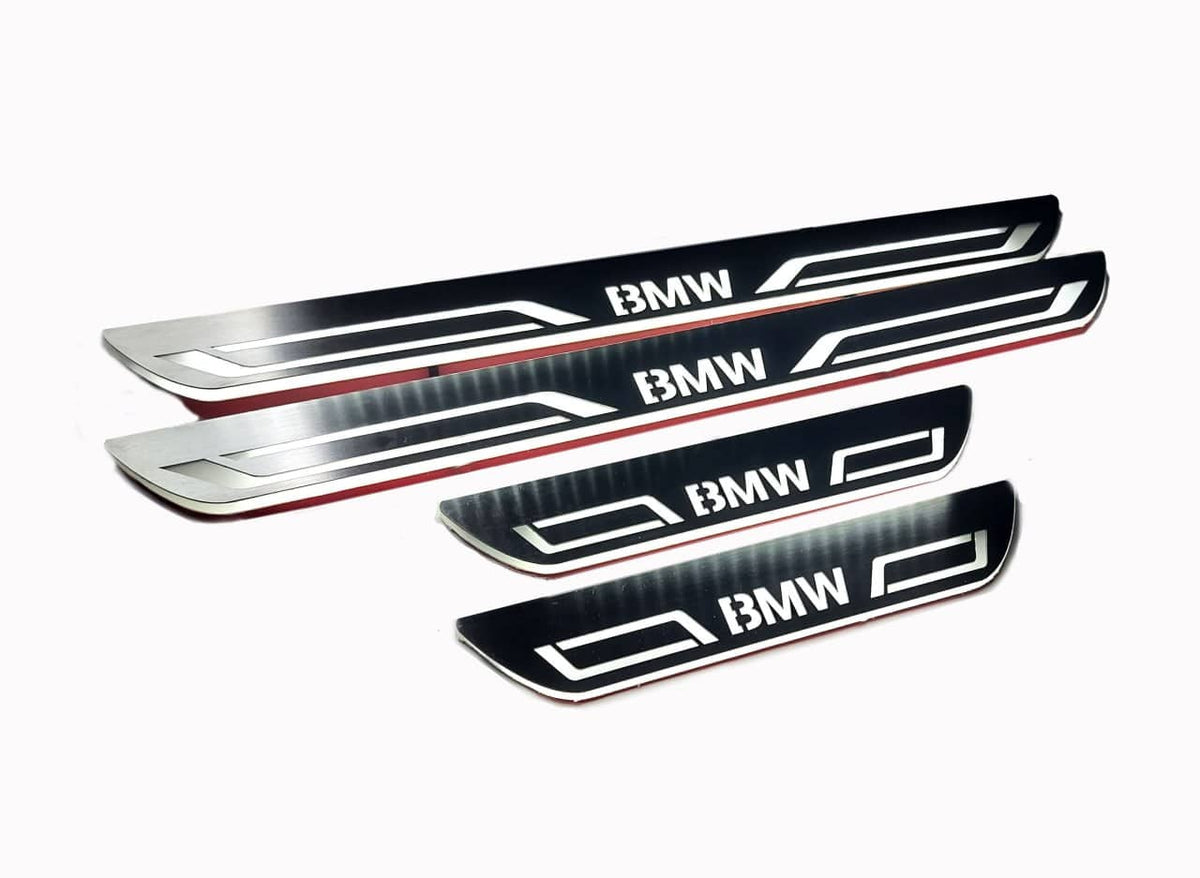 BMW 5 E61 2007+ LED door sill plates stainless steel with BMW LINE logo