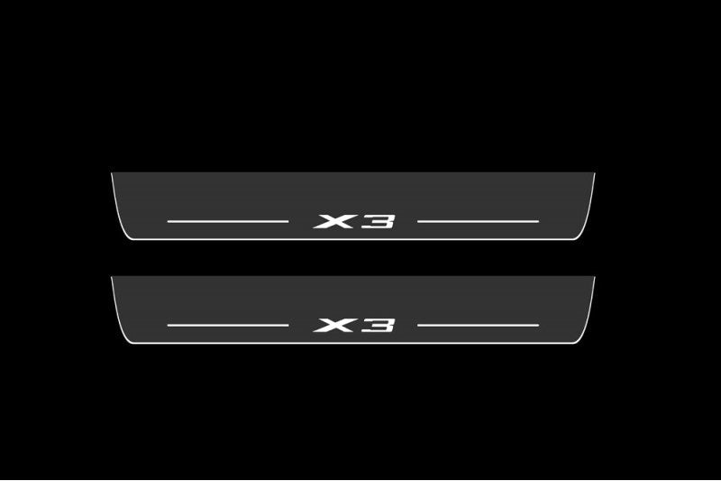 LED door sill plates BMW X3 F25 2010+ in stainless steel with X3 logo