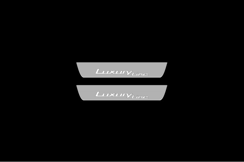 Illuminated LED Door Sill Tread Plates BMW X5 E70 2006-2013 With Luxury Line Logo BMW Led Door Sills opdesign