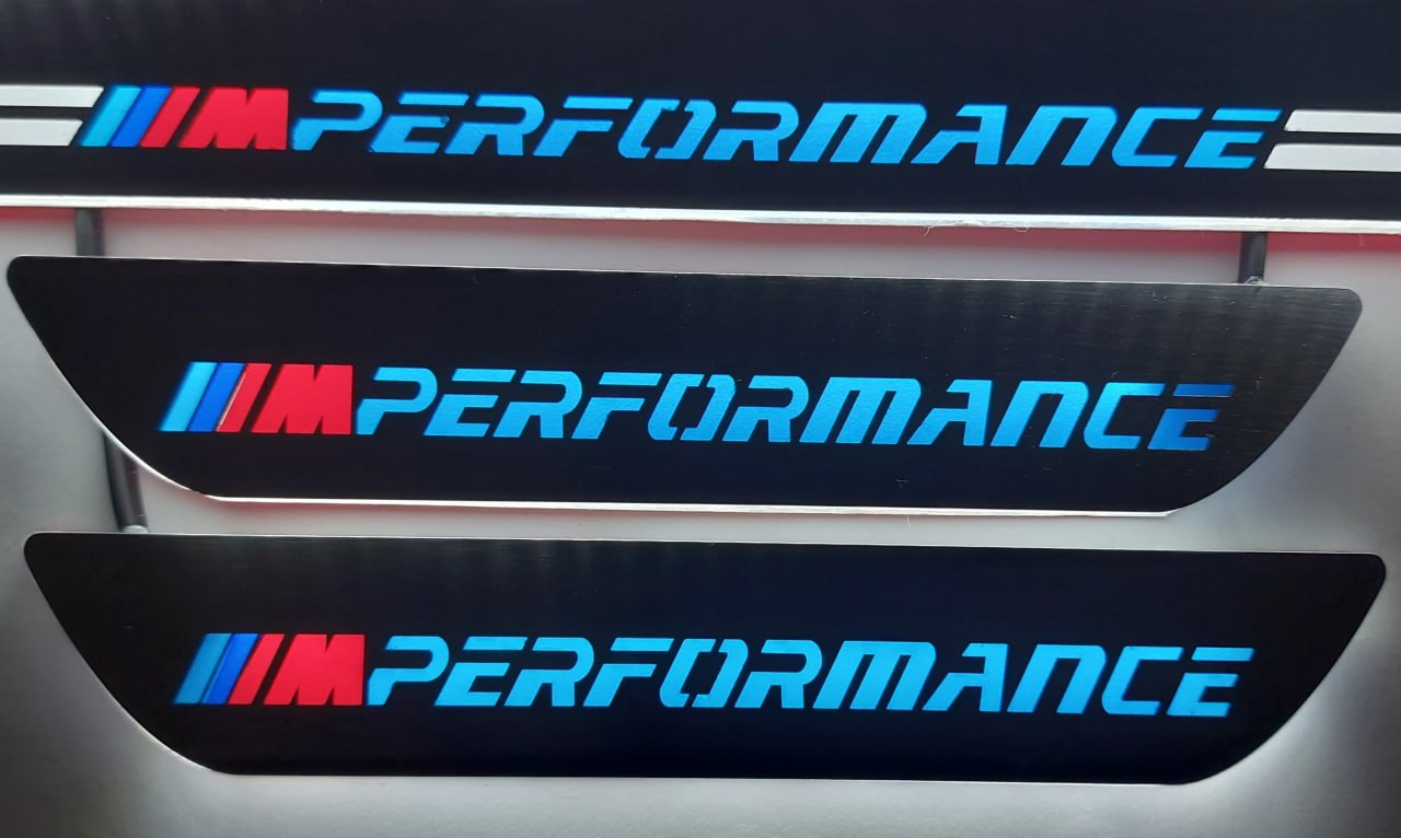 Illuminated LED Door Sill Tread Plates BMW X5 E70 2006-2013 With M Perfomance Logo BMW Led Door Sills opdesign