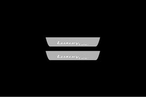 Illuminated LED Door Sill Tread Plates BMW X6 F16 2015-2019 With Luxury Line Logo BMW Led Door Sills opdesign