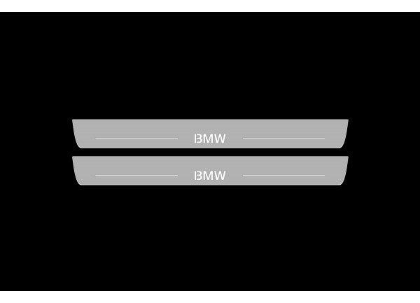 Illuminated LED Door Sill Tread Plates BMW 5 F10 2009-2017 With BMW Logo BMW Led Door Sills opdesign