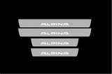 BMW 5 E39 1995+ illuminated entry guards in stainless steel with Alpina logo