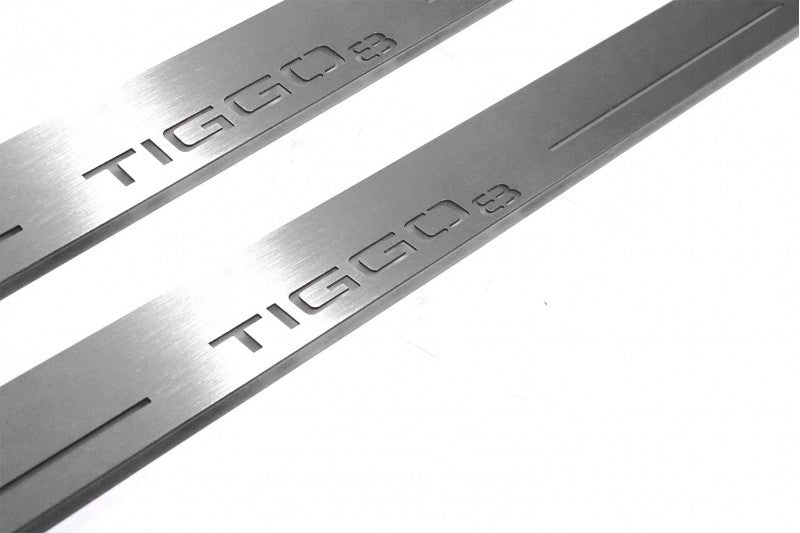 stainless steel LED door sill plates for Chery Tiggo 8 2018+ with Tiggo 8 logo