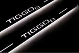 LED door sill plates Chery Tiggo 8 2018+ stainless steel with Tiggo 8 logo