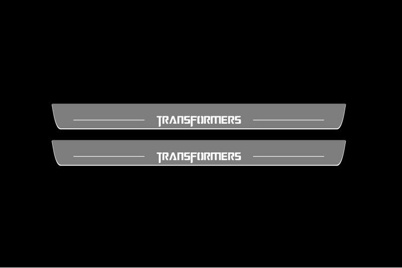 Chevrolet Camaro V E37 2009+ stainless steel LED door sill plates with Transformers logo
