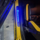 Chevrolet Camaro V E37 2009+ stainless steel LED door sill plates with Transformers logo