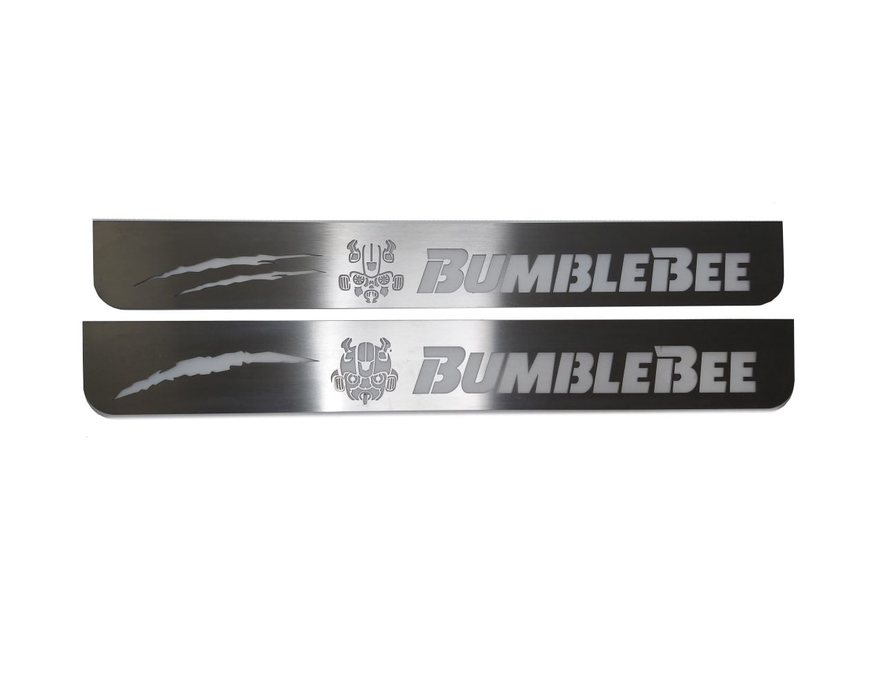 Chevrolet Camaro VI 2016+ stainless steel LED door sill plates with BumbleBee logo