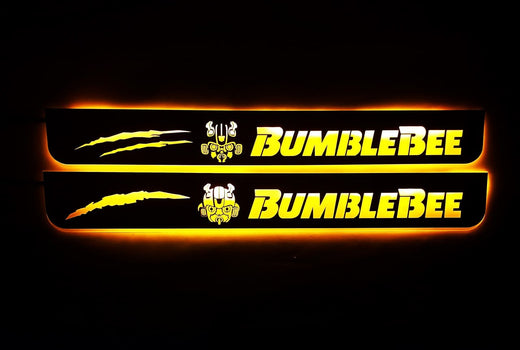 Chevrolet Camaro VI 2016–2024 — Stainless Steel LED Door Sills — BumbleBee Logo