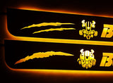 Chevrolet Camaro VI 2016+ stainless steel LED door sill plates with BumbleBee logo