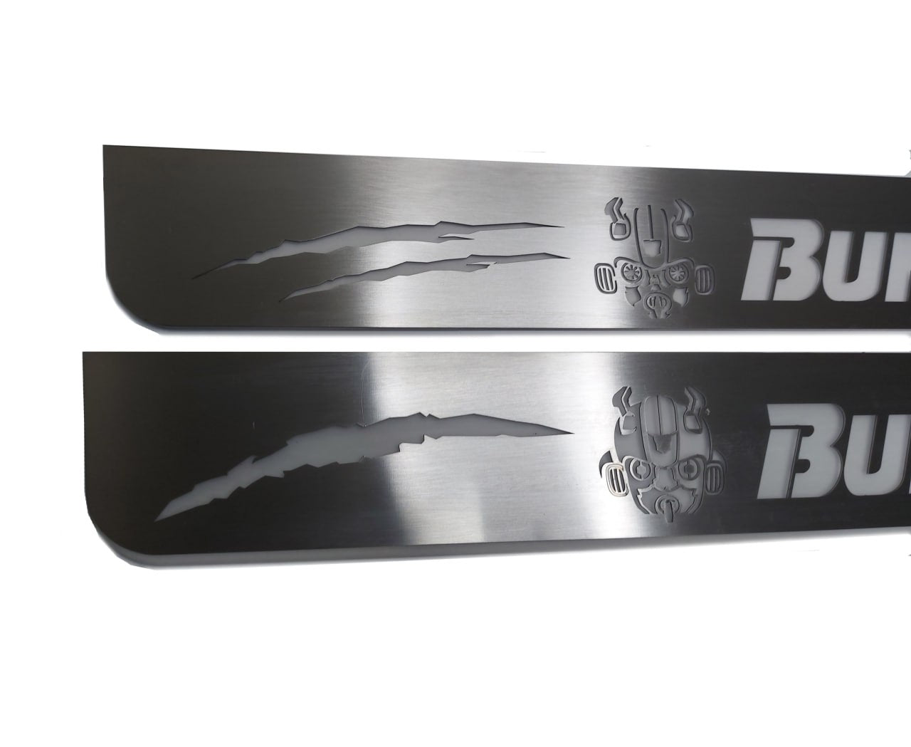 Chevrolet Camaro VI 2016+ stainless steel LED door sill plates with BumbleBee logo