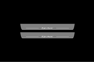Illuminated LED Door Sill Tread Plates Chevrolet Sonic 2012+ With Sonic Logo Chevrolet Led Door Sills opdesign